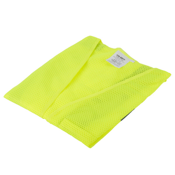 A yellow Cordova lime high visibility safety vest on a white background.