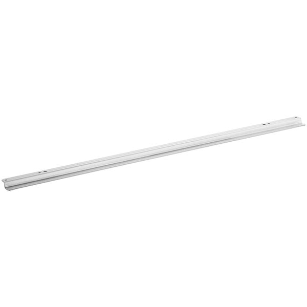 A white metal bar with black holes.
