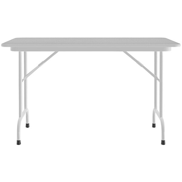 A gray rectangular table with a gray frame.