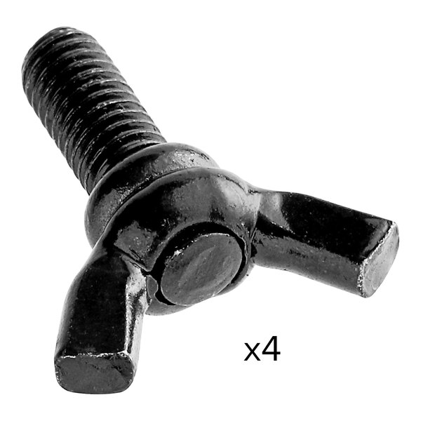 A black metal wing screw for adjustable height square outdoor burners, shown in a set of four.