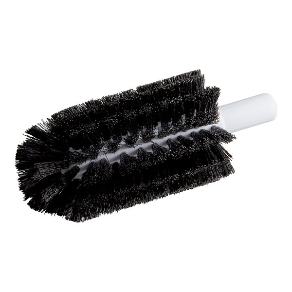 A black bristle replacement glass washer brush with a white plastic core designed for electric glass washers.