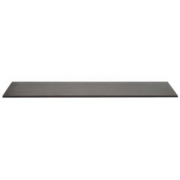 A black rectangular mahogany bamboo buffet board on a table.