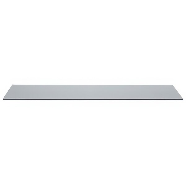 A white rectangular Front of the House Smoke Tempered Glass Buffet Board with a gray top.