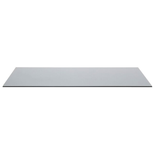 A rectangular smoke tempered glass shelf with a white background.