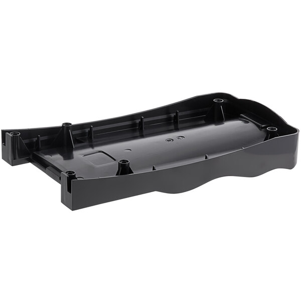 A black plastic Narvon evaporator plate with holes and a handle.