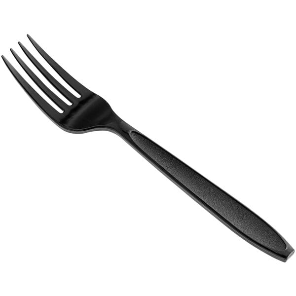 A black plastic Solo Impress Heavy Weight fork with a long handle.