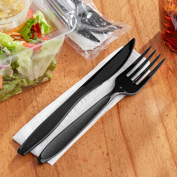 250 Plastic Cutlery Packets - Knife Fork Spoon Napkin Salt Pepper