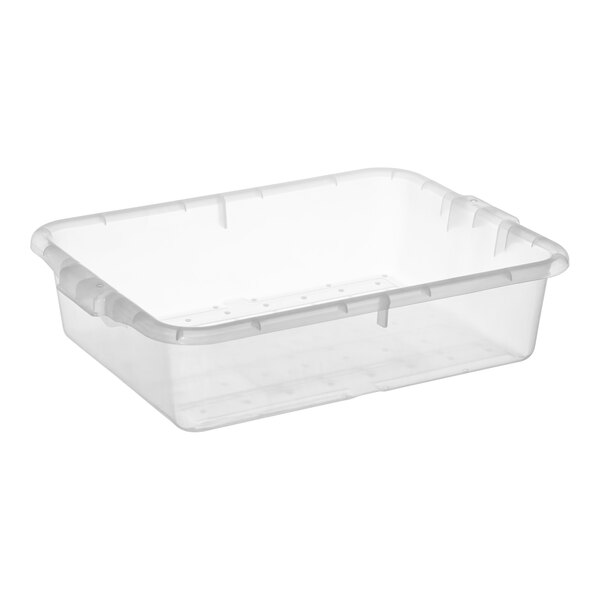 A clear plastic Vigor bus tub.