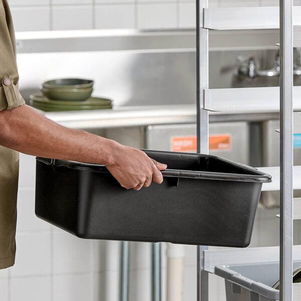 Vigor 20" x 15" x 7" Black Heavy-Duty Polypropylene Bus Tub / Storage Box