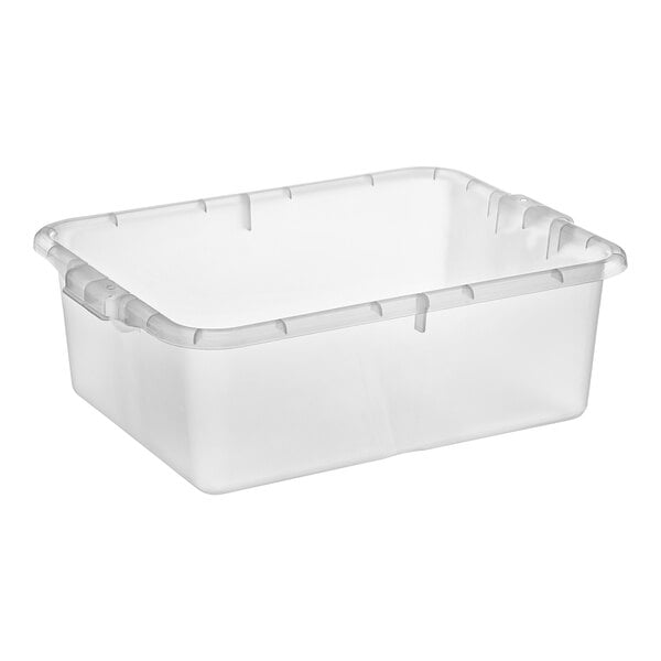 A clear plastic container with a clear lid.