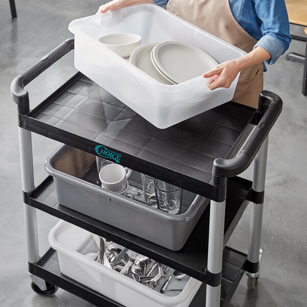 Vigor 20" x 15" x 7" Clear Heavy-Duty Polypropylene Bus Tub / Storage Box