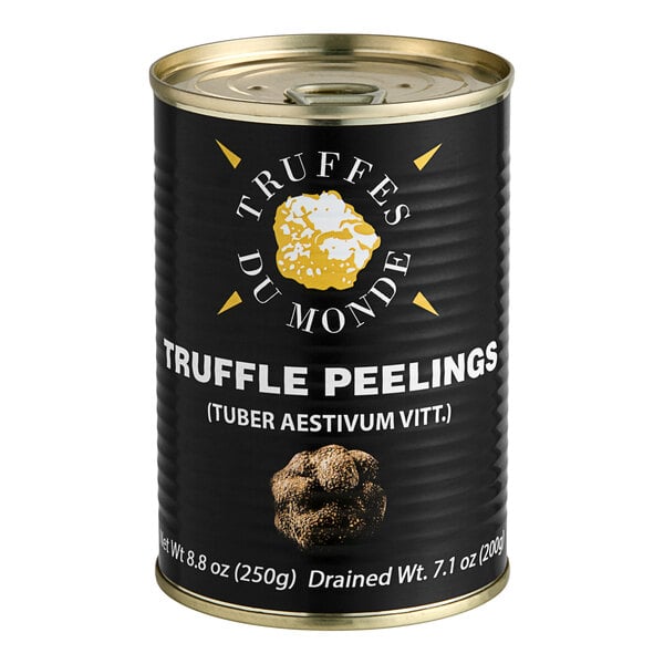 A black can of Urbani Truffle Peelings with white and yellow text.