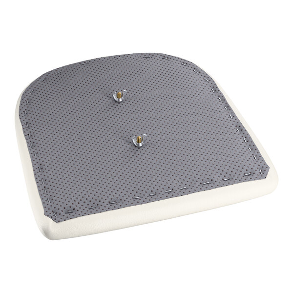 A white vinyl cushion with a gray perforated top designed for use with alloy chairs.