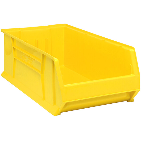 A Quantum yellow plastic bin.