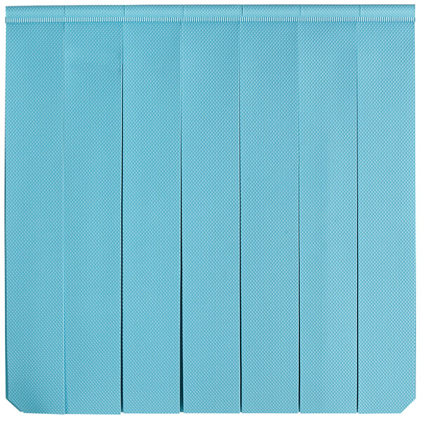 A blue rectangular curtain with white lines on the bottom.