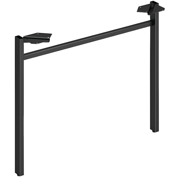 A black metal HON U-leg for a desk.