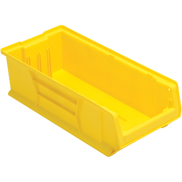 A yellow Quantum storage bin with a lid.