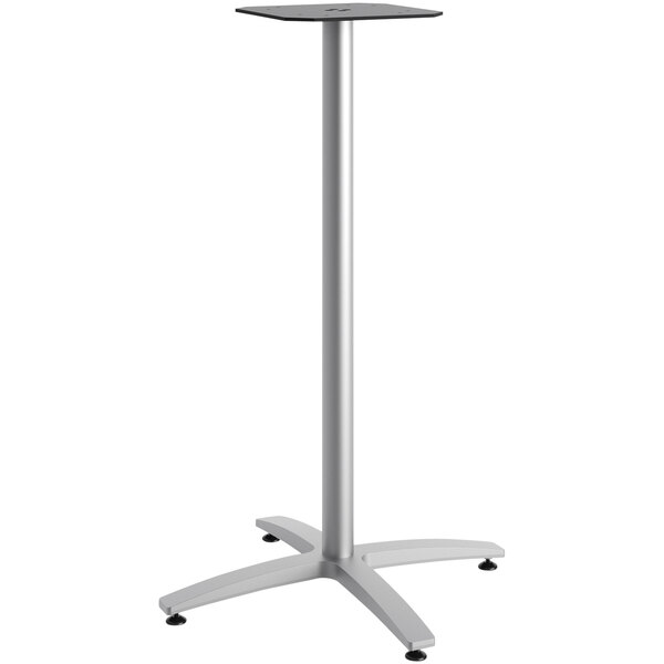 A silver metal HON X-Base for a table.