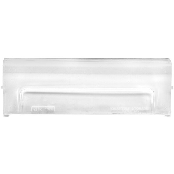 A clear plastic container door for a Quantum Clear Window on a white background.