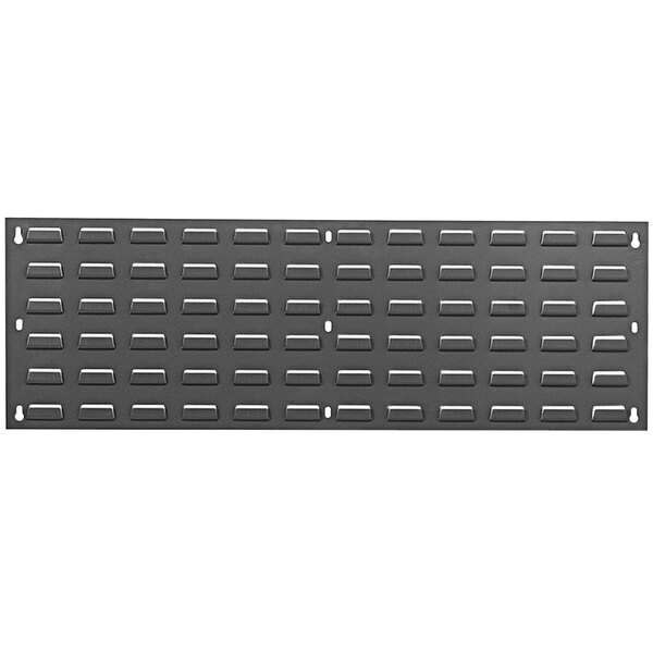 A Quantum grey rectangular metal panel with holes.