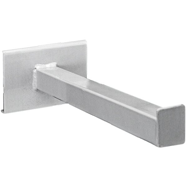 A white metal shelf with a square shape.