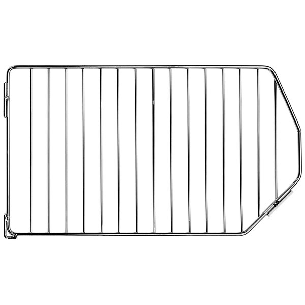 A Quantum chrome wire mesh divider for a metal rack.