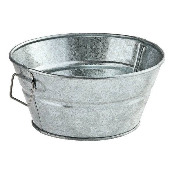 An American Metalcraft galvanized metal tub with a handle.