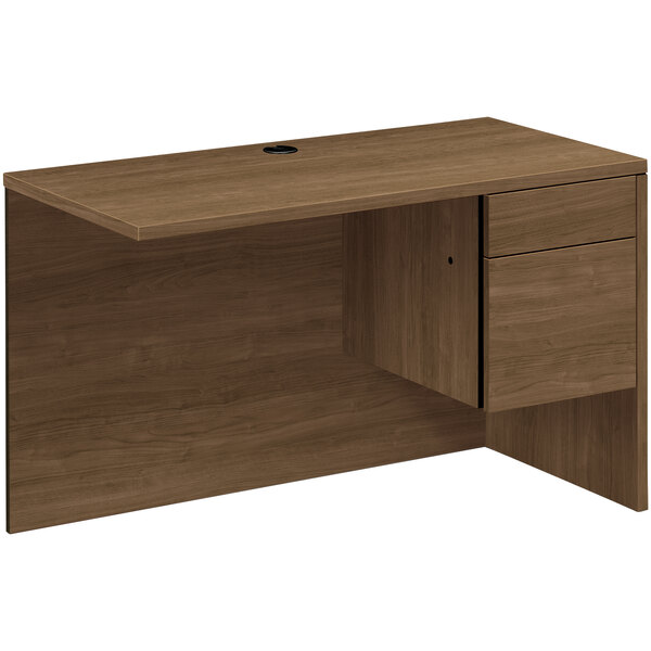A HON 10500 Series desk return with a box drawer and file drawer.