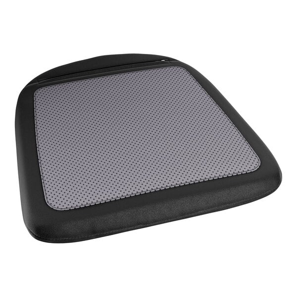 A black and gray fabric magnetic cushion designed for use with alloy chairs.