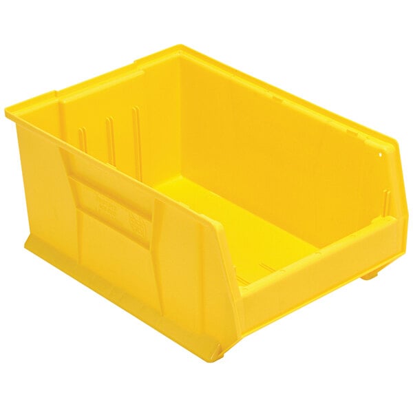 A Quantum yellow plastic bin.