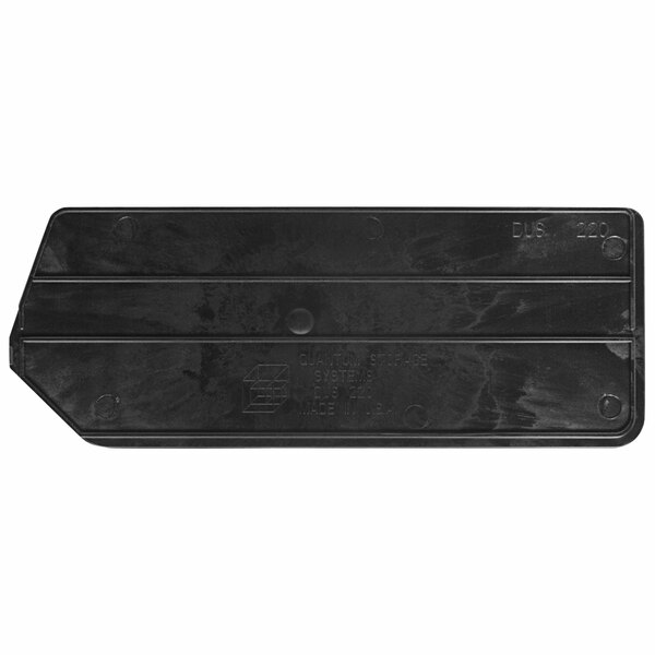 A black plastic Quantum divider for hanging bins.