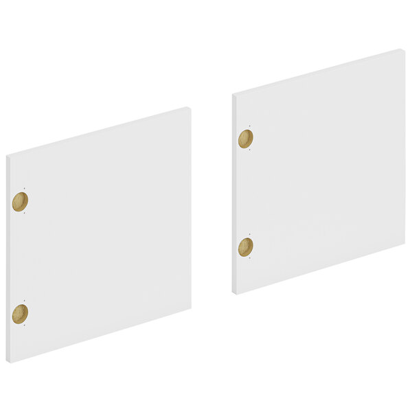 Two white rectangular panels with holes.