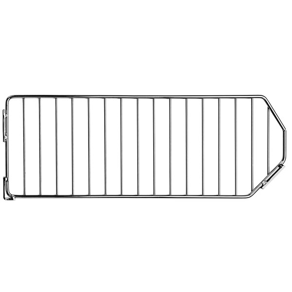 A metal divider rack for Quantum chrome wire mesh bins.