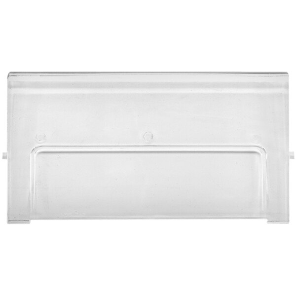 A clear plastic rectangular window for Quantum hanging bins.