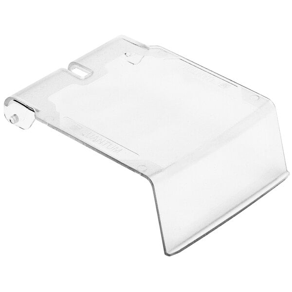 A Quantum clear plastic lid with a clip.