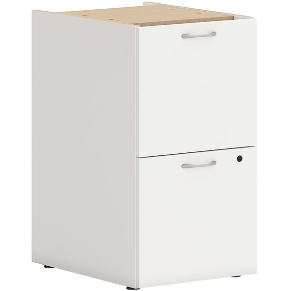 A white HON file pedestal with 2 drawers.