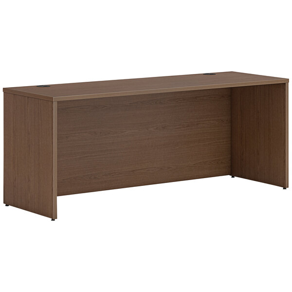 A brown rectangular HON credenza shell.