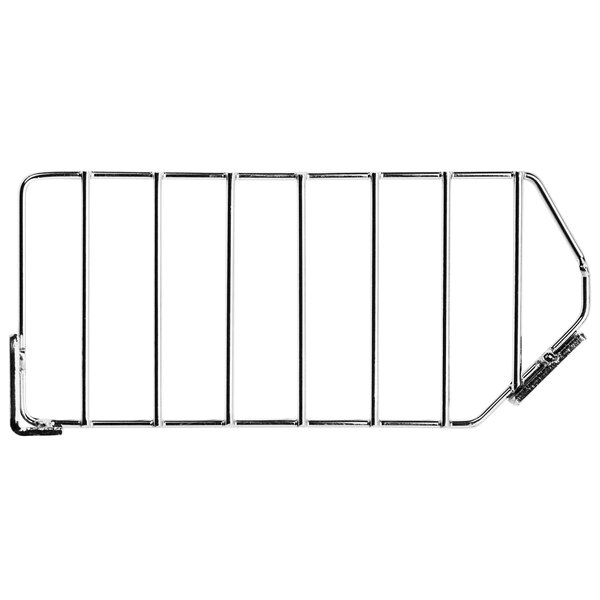 A Quantum chrome wire mesh divider rack with four metal bars.
