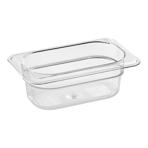 A Carlisle clear plastic food pan.