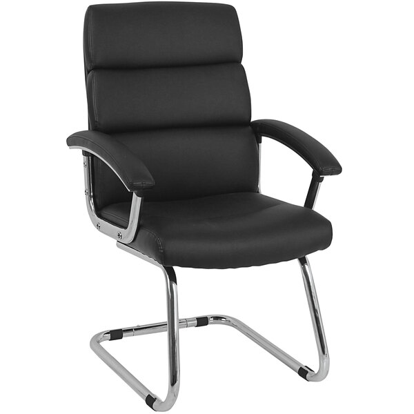 A black HON Traction bonded leather office chair with chrome legs.