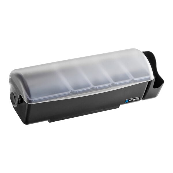 San Jamar BD4005E The Dome 5-Compartment Condiment Bar with Snap-On Caddy