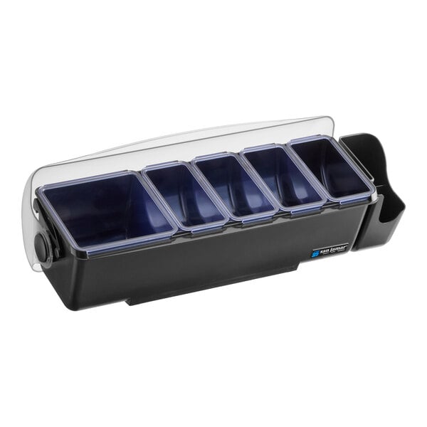 San Jamar BD4005E The Dome 5-Compartment Condiment Bar with Snap-On Caddy