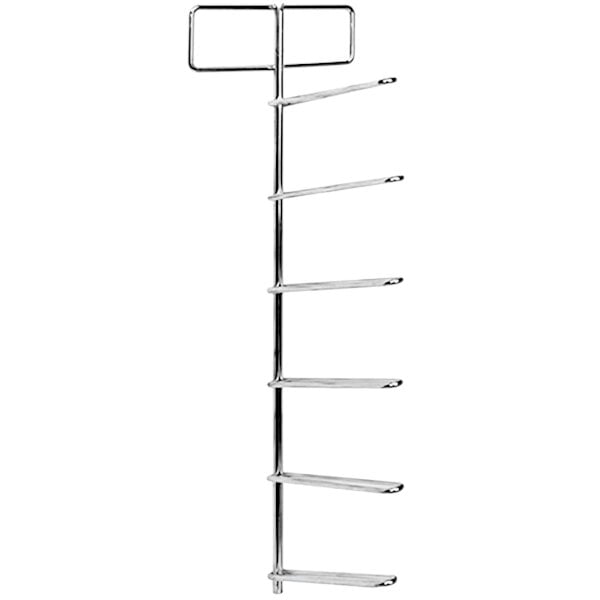 A Quantum metal rack with vertical tape and reel holders on it.