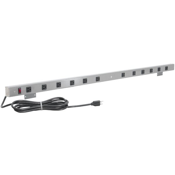 A BenchPro 36" gray mountable power strip with 8 outlets.