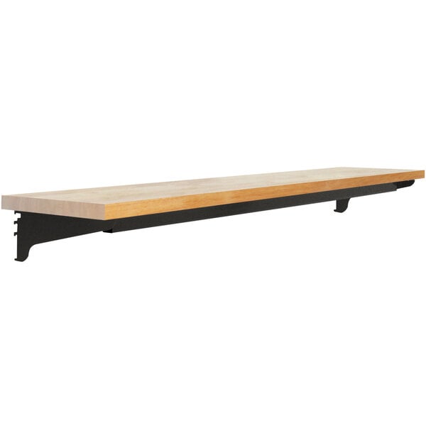 A BenchPro wooden shelf with black metal legs.