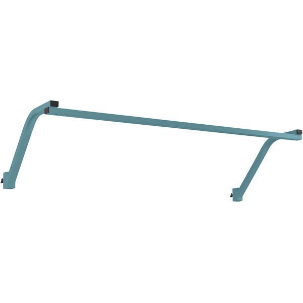 A long blue metal bar with black handles.