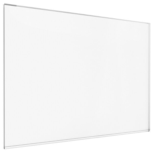 A white board with a metal frame and black legs.