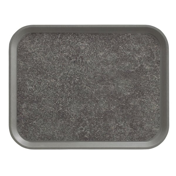 A rectangular gray Cambro tray with a non-skid surface.