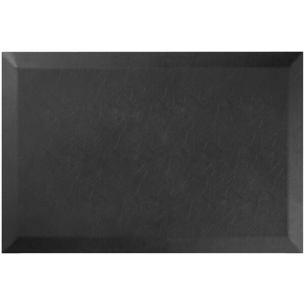 A black rectangular anti-fatigue mat with a textured surface.