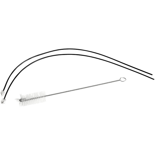 A close-up of a ServSense stainless steel condiment pump brush.